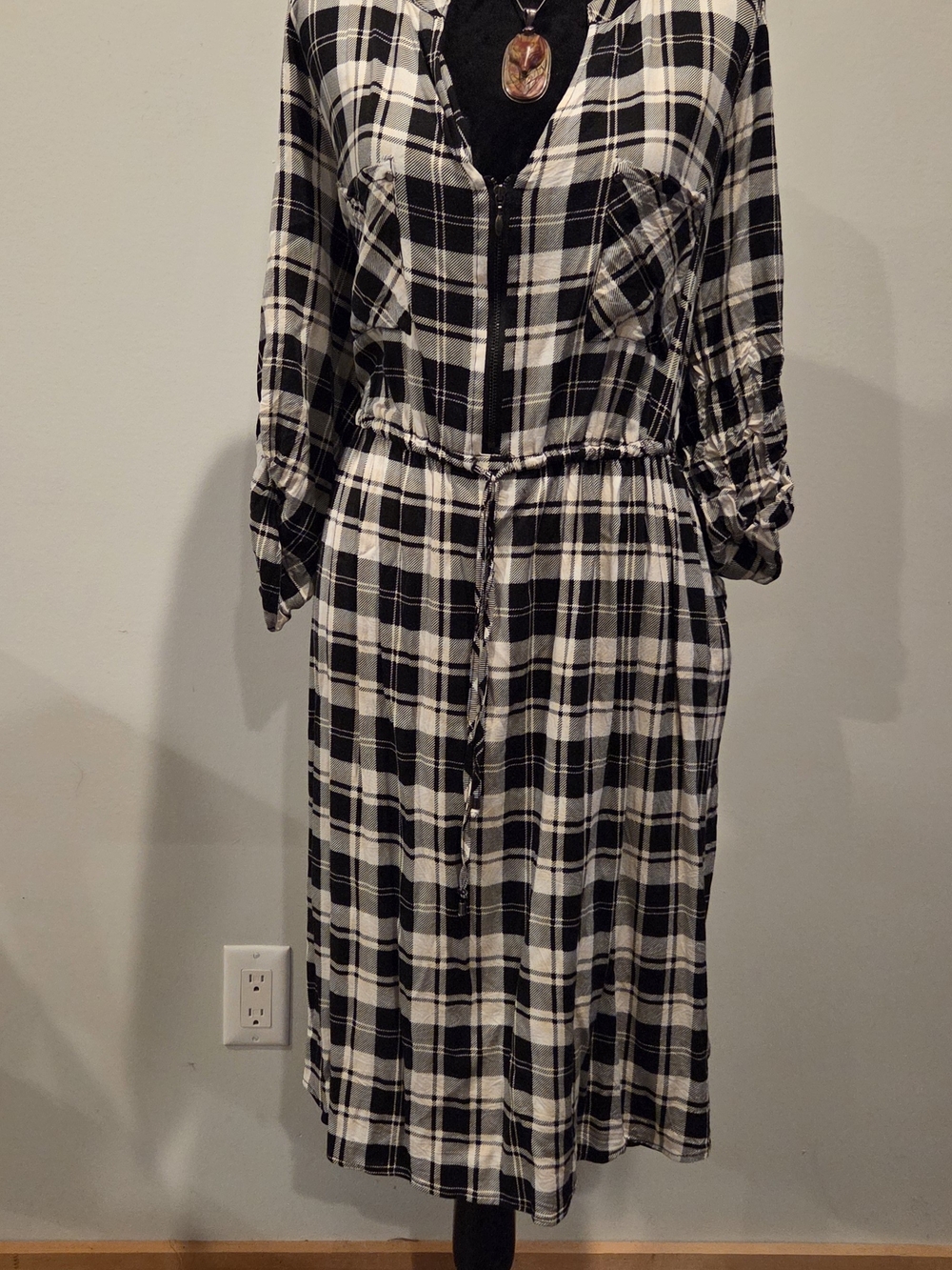 torrid Black and White Plaid Midi Shirt Dress